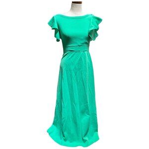 Vintage 1970s Giamo Knits High Quality Green Women's Maxi Dress Ruffle Top Small